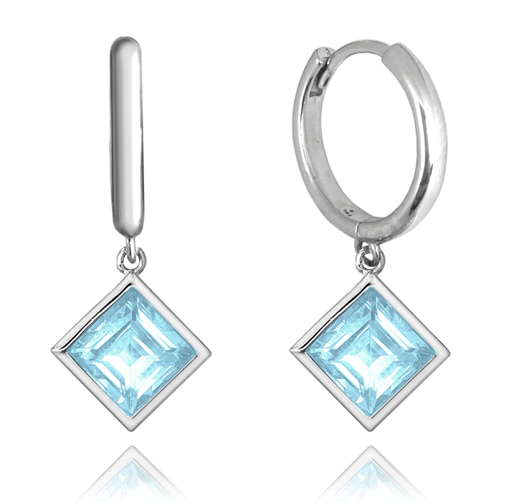 MINET Elegantní stříbrné náušnice světle modrý přírodní TOPAZ JMAS6001AE00