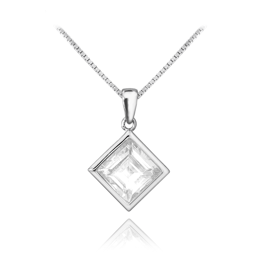 MINET Elegantní stříbrný náhrdelník bílý přírodní TOPAZ