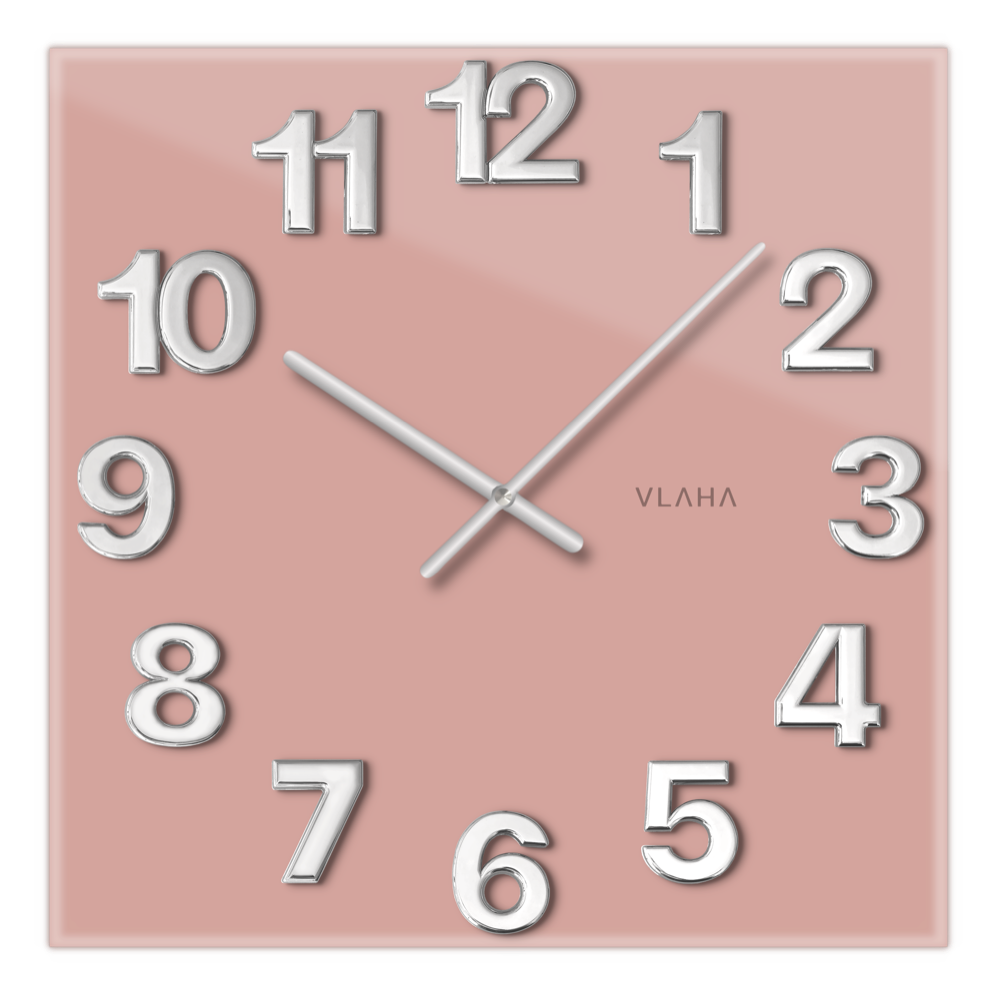 VLAHA GLASSICO Skleněné růžové hodiny vyrobené v Čechách VCT1105