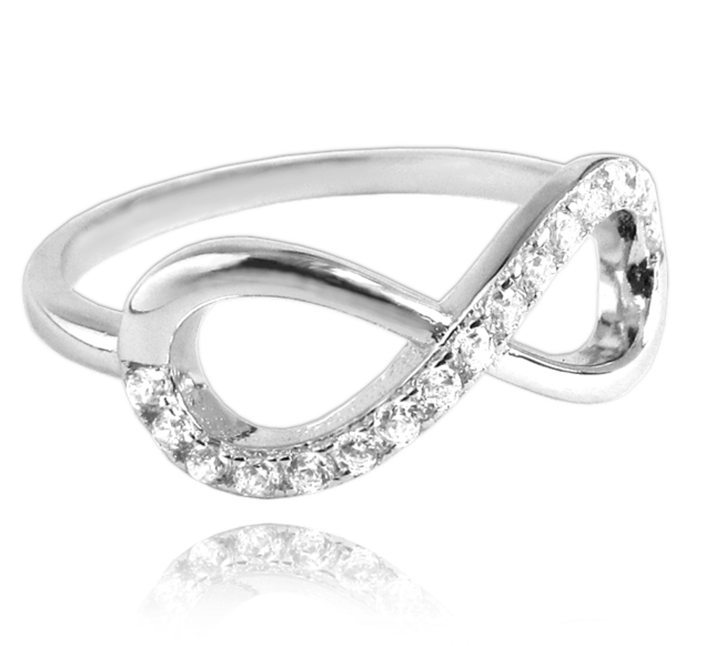 MINET Stříbrný prsten INFINITY s bílými zirkony vel. 62 JMAN0076SR62