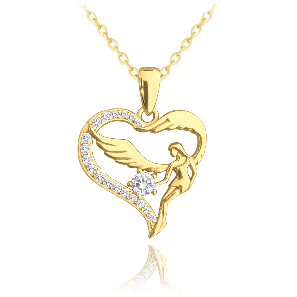 MINET Pozlacený stříbrný náhrdelník ANDĚL se zirkonem JMAN0385GN45