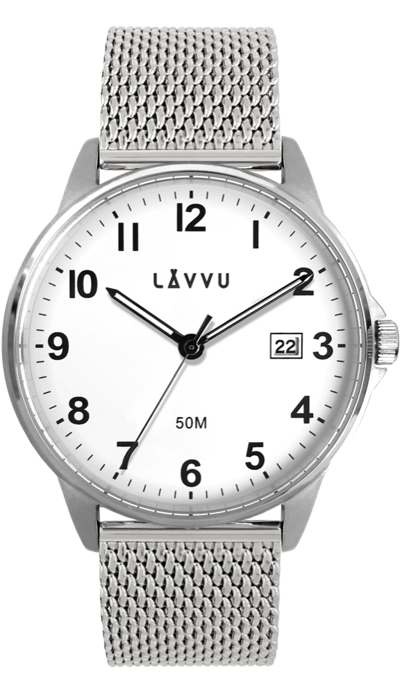 LAVVU Stříbrné hodinky GÖTEBORG MESH - Pánské