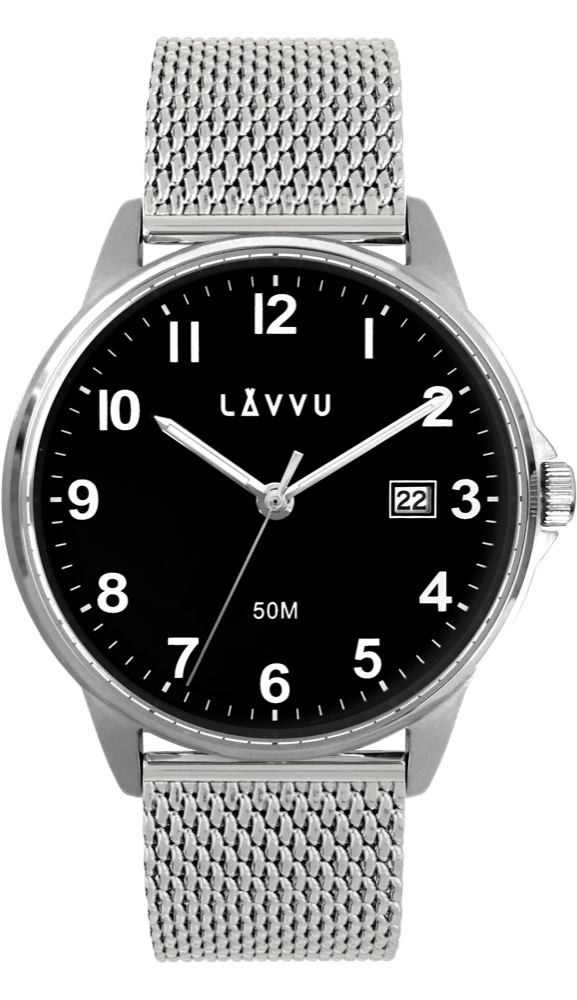 LAVVU Stříbrné hodinky GÖTEBORG MESH LWM0116
