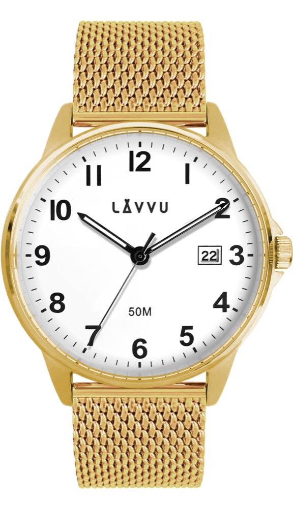 LAVVU Zlaté hodinky GÖTEBORG MESH LWM0117