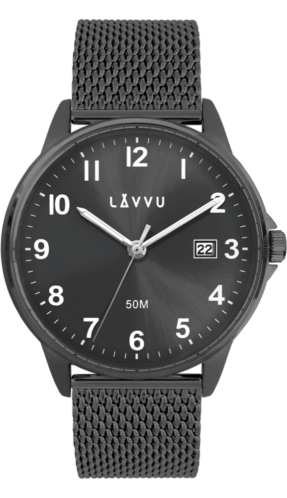 LAVVU Černé hodinky GÖTEBORG MESH LWM0118
