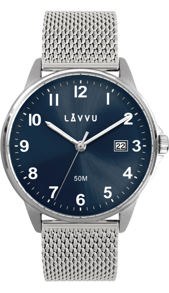 LAVVU Stříbrné hodinky GÖTEBORG MESH LWM0119