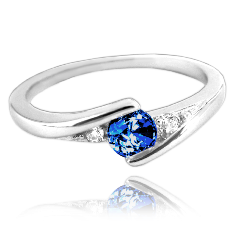 MINET Elegantní stříbrný prsten s tmavě modrým zirkonem vel. 45