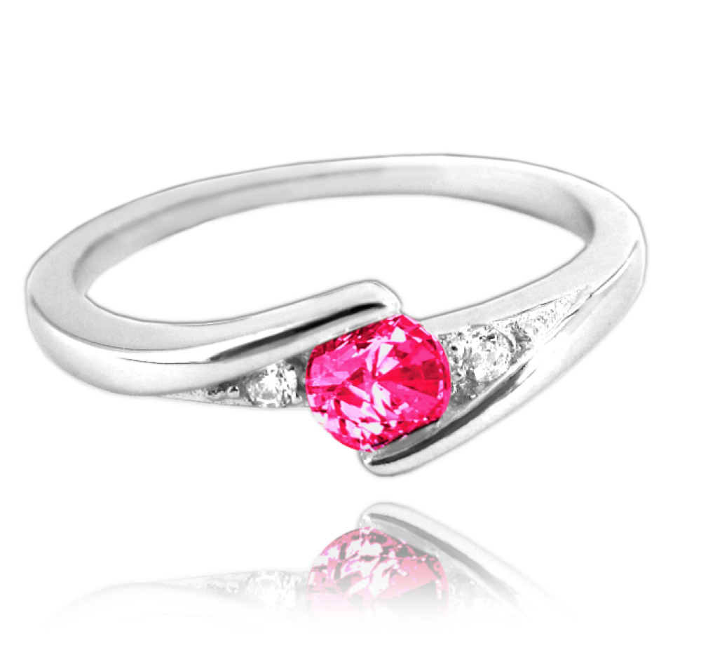 MINET Elegantní stříbrný prsten s červeným zirkonem vel. 45 JMAN0046RR45