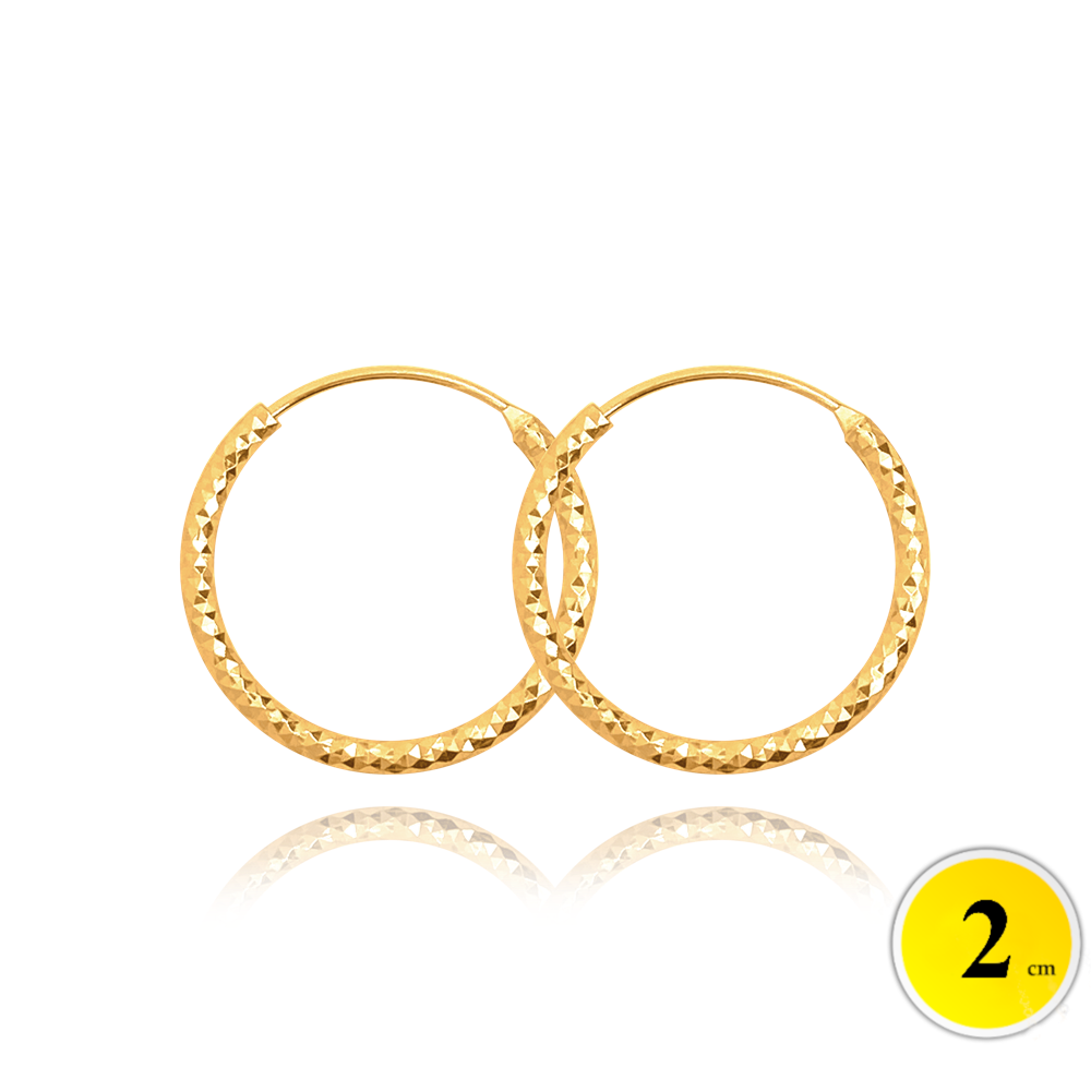 MINET Pozlacené broušené stříbrné náušnice KRUHY 2 cm