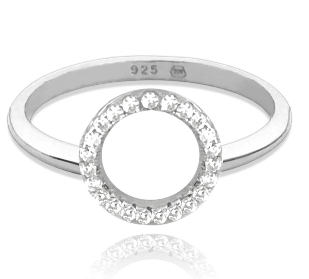 MINET Stříbrný prsten KROUŽEK s bílými zirkony vel. 67