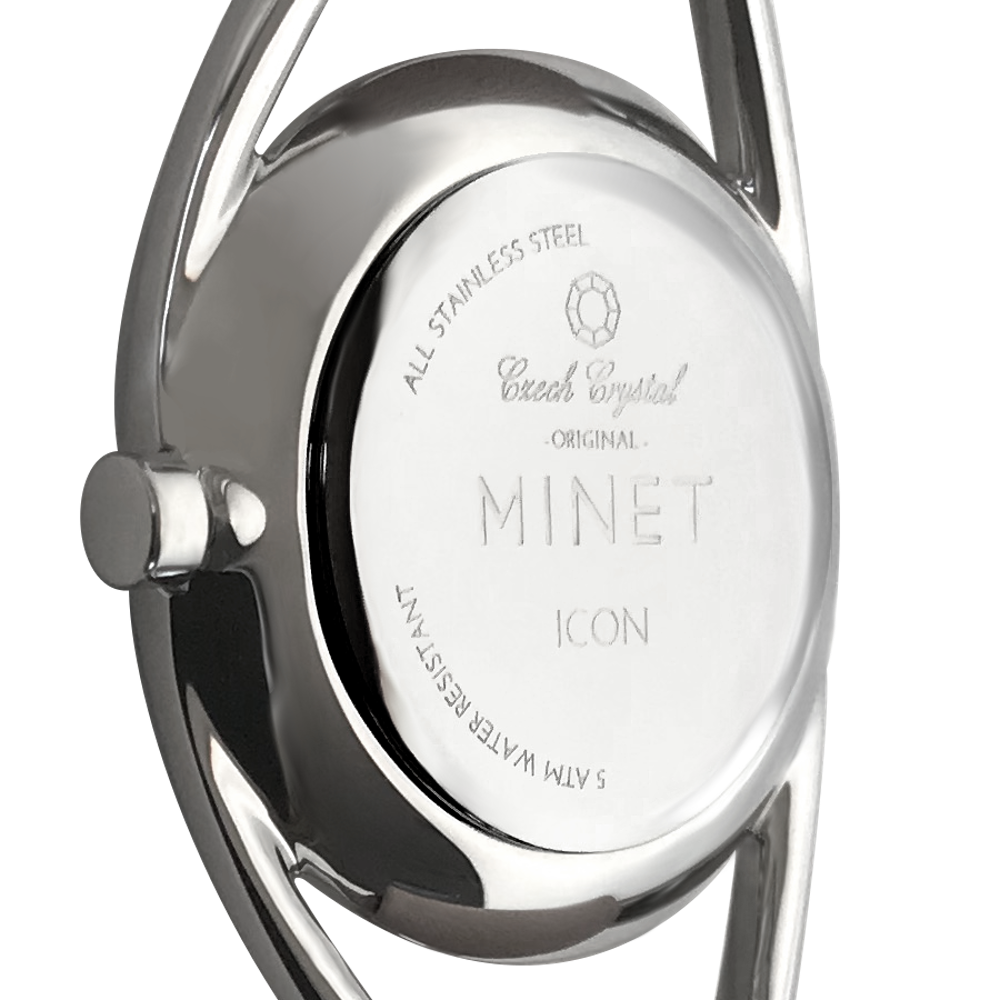 MINET Stříbrno-černé dámské hodinky ICON BLACK PEARL MESH MWL5211