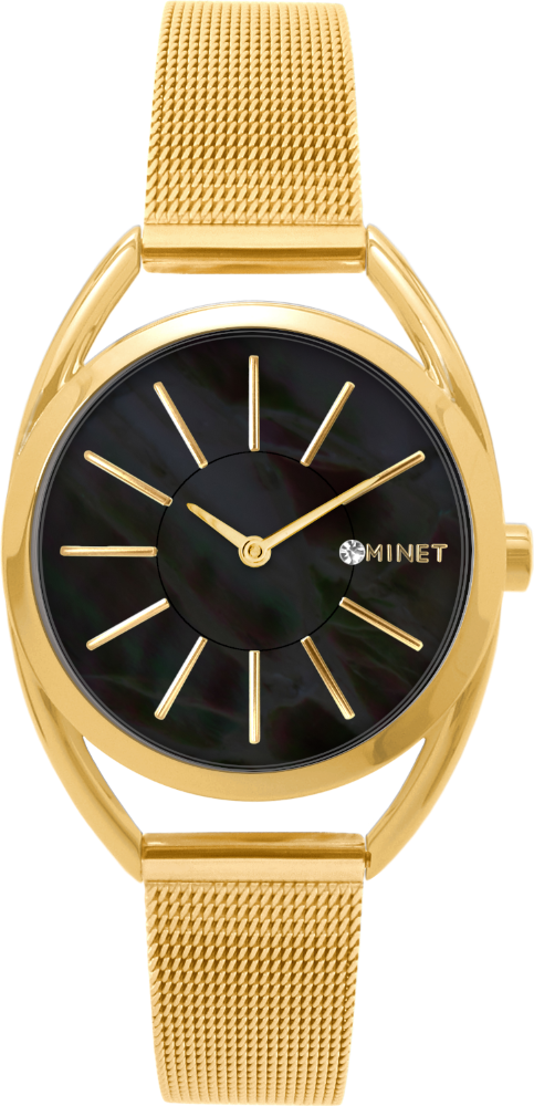MINET Zlaté dámské hodinky ICON GOLD PEARL MESH MWL5214