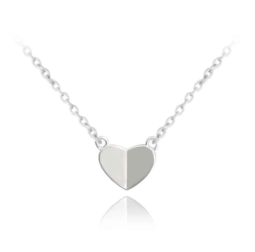 MINET Stříbrný náhrdelník prohlé SRDCE JMAN0400SN45