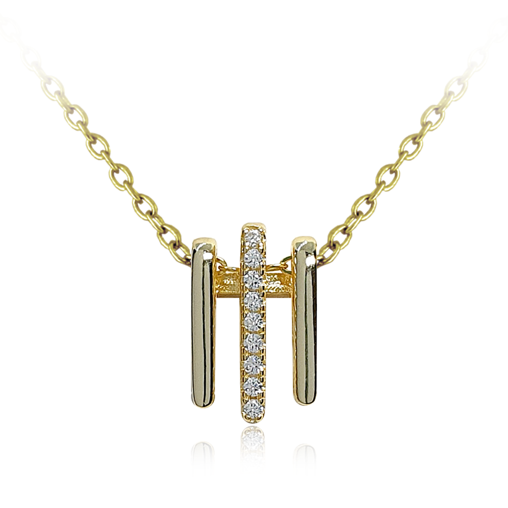 MINET Pozlacený elegantní stříbrný náhrdelník s bílými zirkony