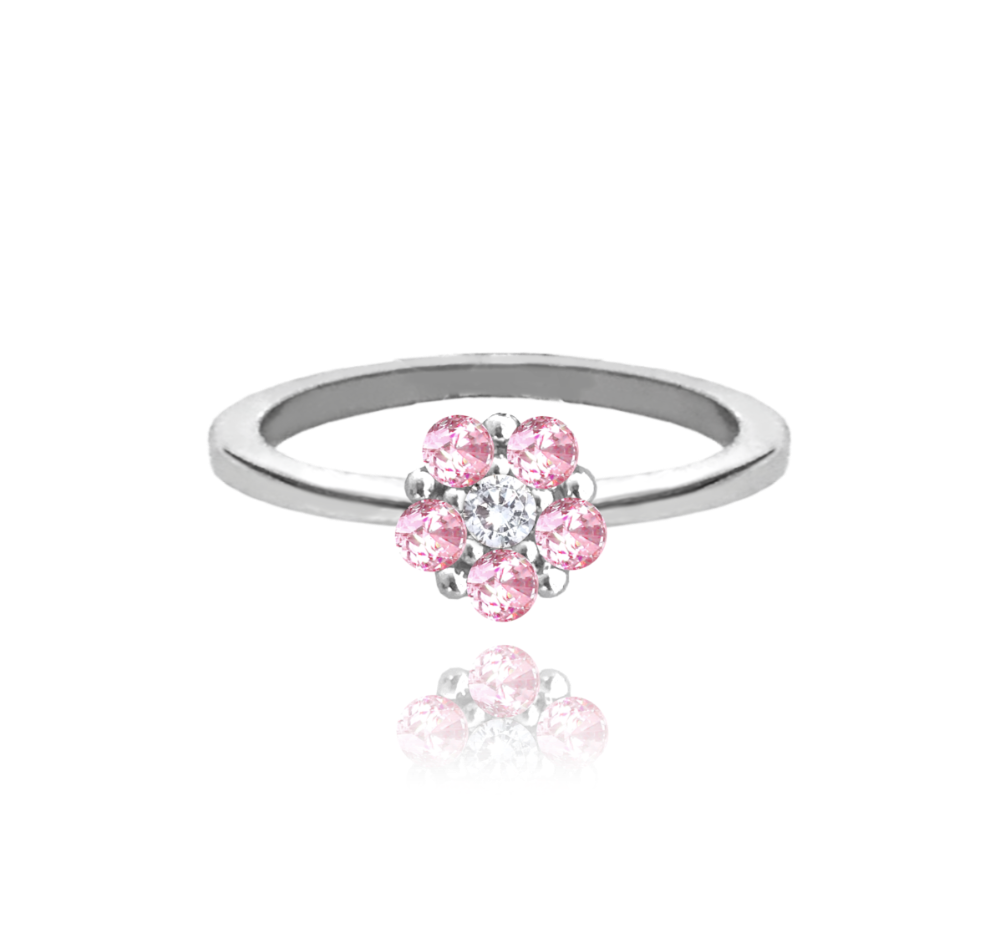 MINET Stříbrný prsten KYTIČKA s růžovými zirkony vel. 48 JMAD0037PR48