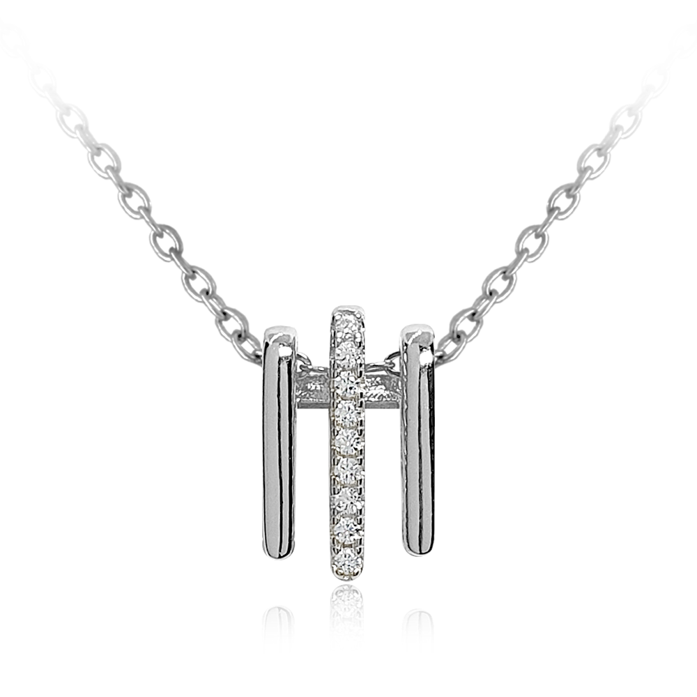 MINET Elegantní stříbrný náhrdelník s bílými zirkony JMAS0180SN45