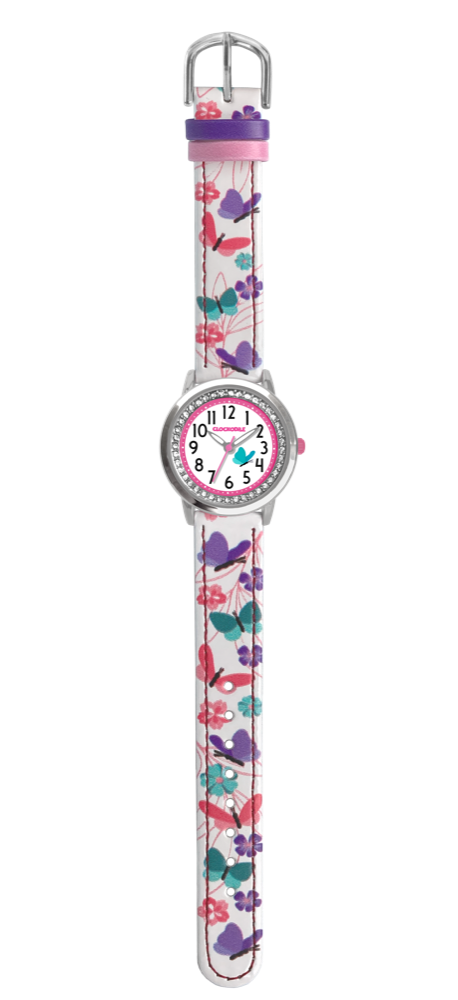 CLOCKODILE Bílé dívčí dětské hodinky MOTÝL CWG5150