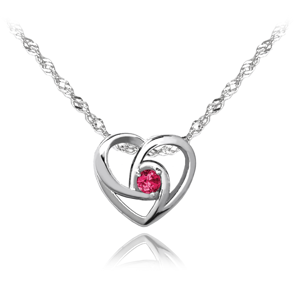 MINET Stříbrný náhrdelník se srdíčkem LOVE s růžovým zirkonem JMAS0184PN45