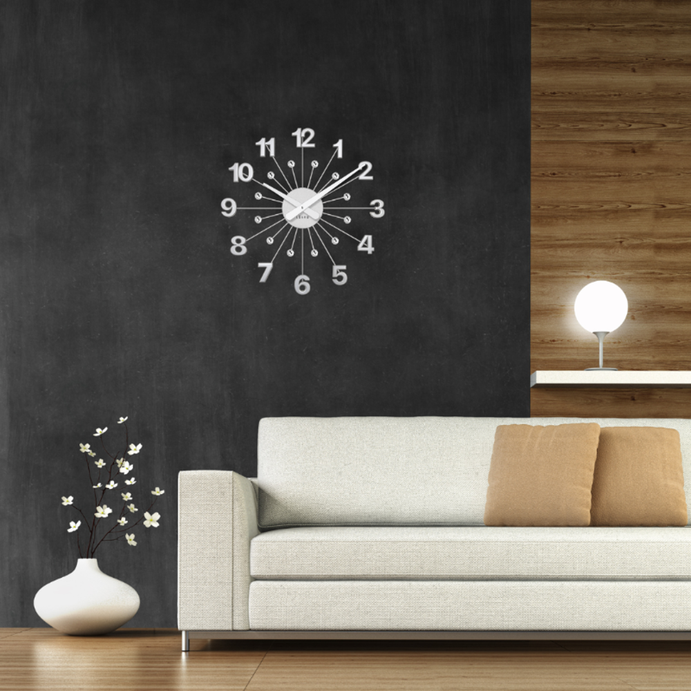 LAVVU Stříbrné hodiny s kameny Nuance vyrobené v Čechách ⌀49cm LCT5010