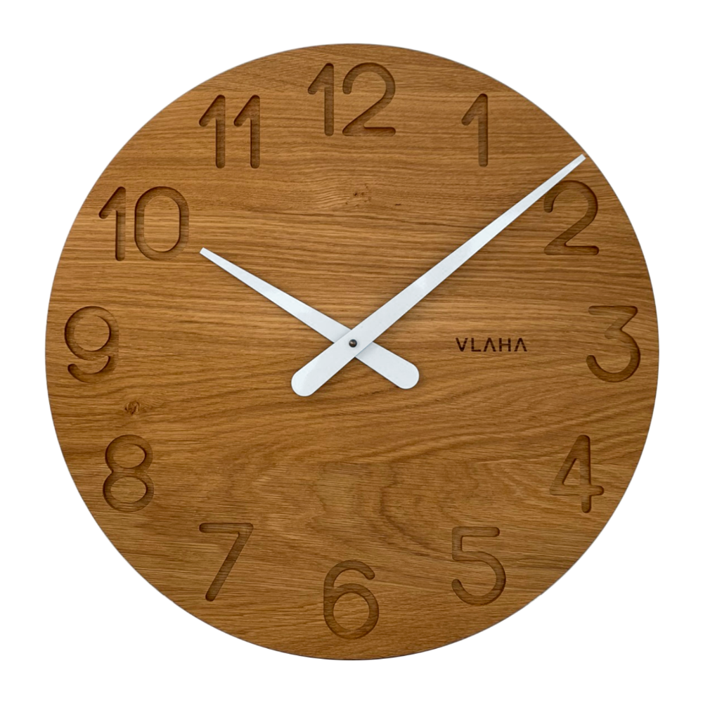 VLAHA Velké dřevěné hodiny OAK vyrobené v Čechách ⌀45cm VCT1133