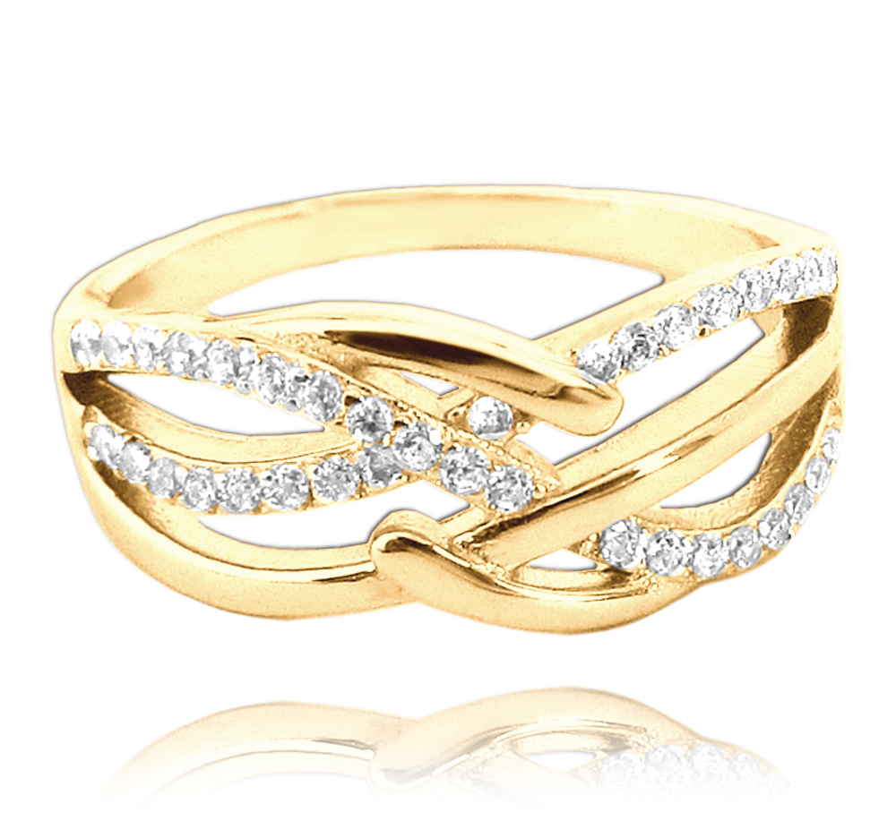 MINET Pozlacený luxusní stříbrný prsten s bílými zirkony vel. 53 JMAN0049GR53