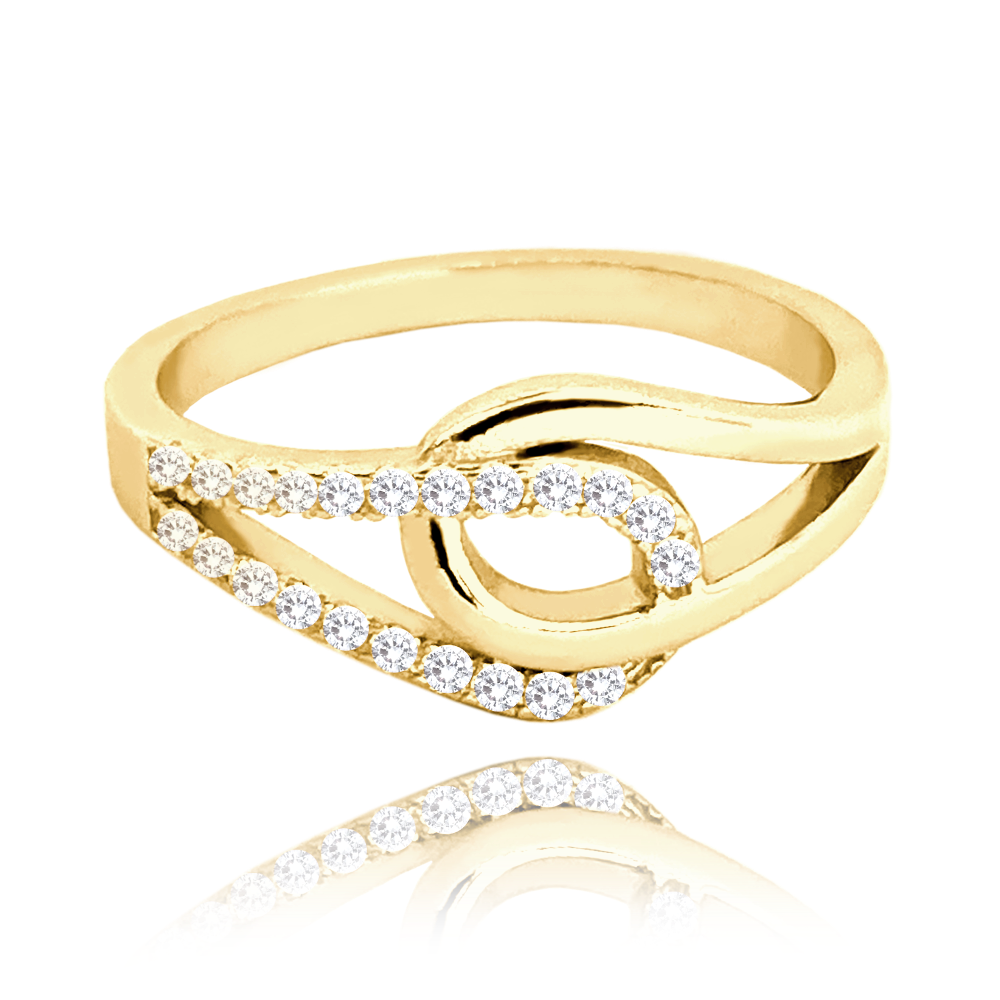 MINET Pozlacený propletený stříbrný prsten se zirkony vel. 59 JMAN0351GR59