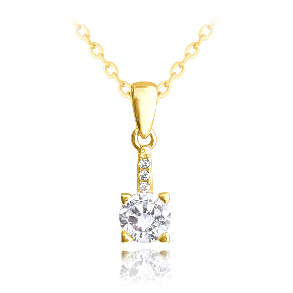 MINET Pozlacený elegantní stříbrný náhrdelník s bílým zirkonem JMAS0150GN45
