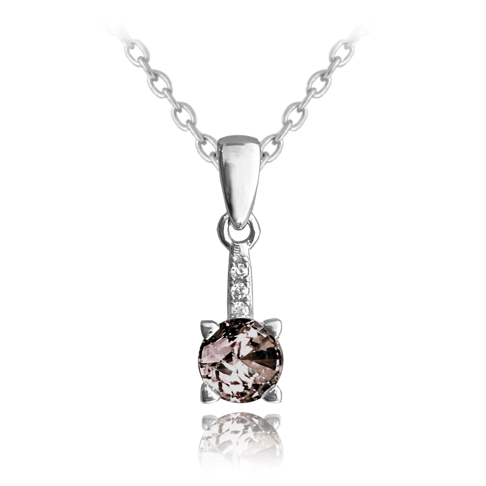 MINET Elegantní stříbrný náhrdelník s hnědým zirkonem JMAS0150HN45