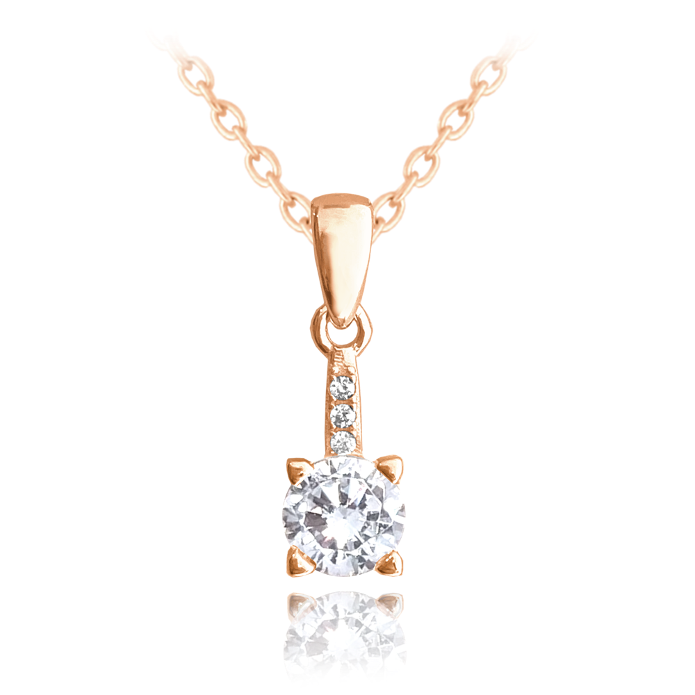 MINET Rose gold elegantní stříbrný náhrdelník s bílým zirkonem JMAS0150XN45