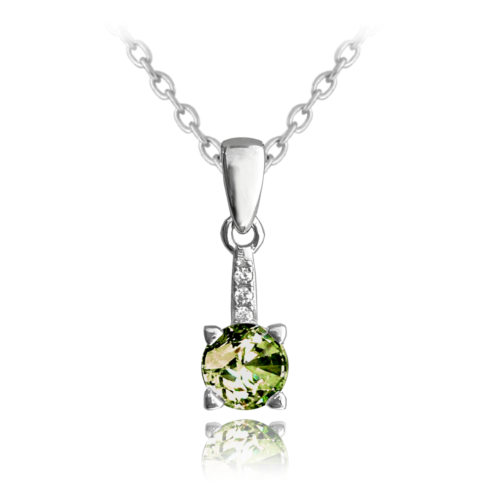 MINET Elegantní stříbrný náhrdelník se zeleným zirkonem JMAS0150ZN45