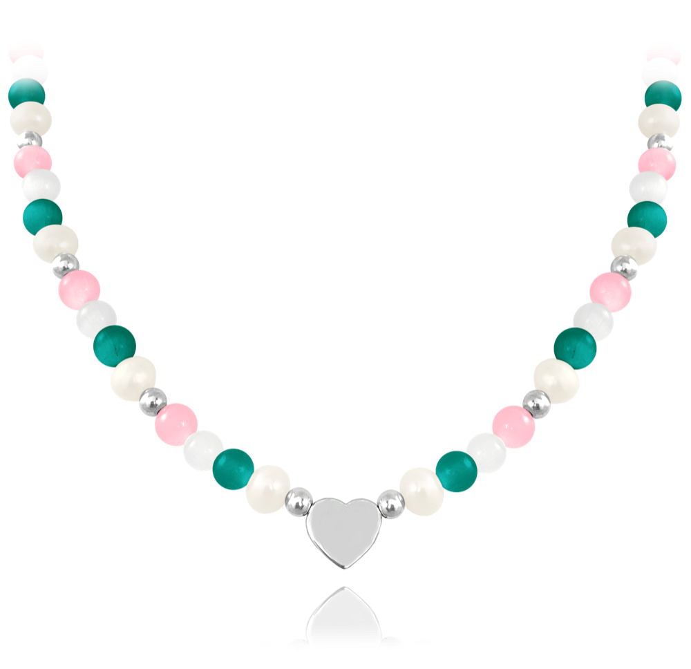 MINET Stříbrný náhrdelník s přírodními perlami a barevnými kuličkami - Ag 925/1000 20,60g JMAN7006ZN45