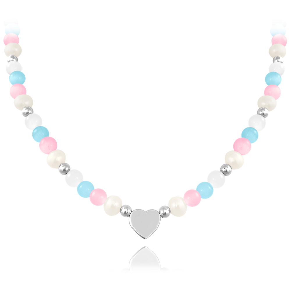 MINET Stříbrný náhrdelník s přírodními perlami a barevnými kuličkami - Ag 925/1000 20,85g JMAN7006SN45