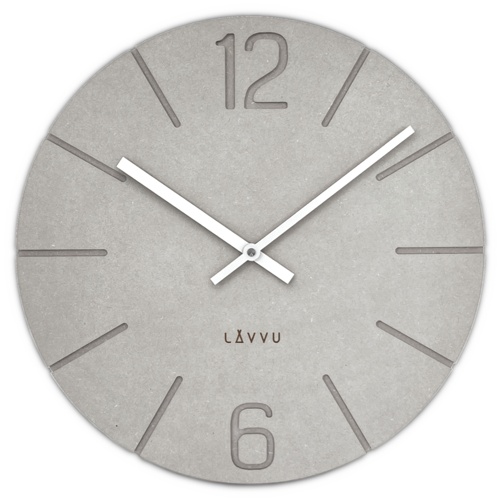 LAVVU Šedé hodiny Natur vyrobené v Čechách ⌀34cm LCT5020