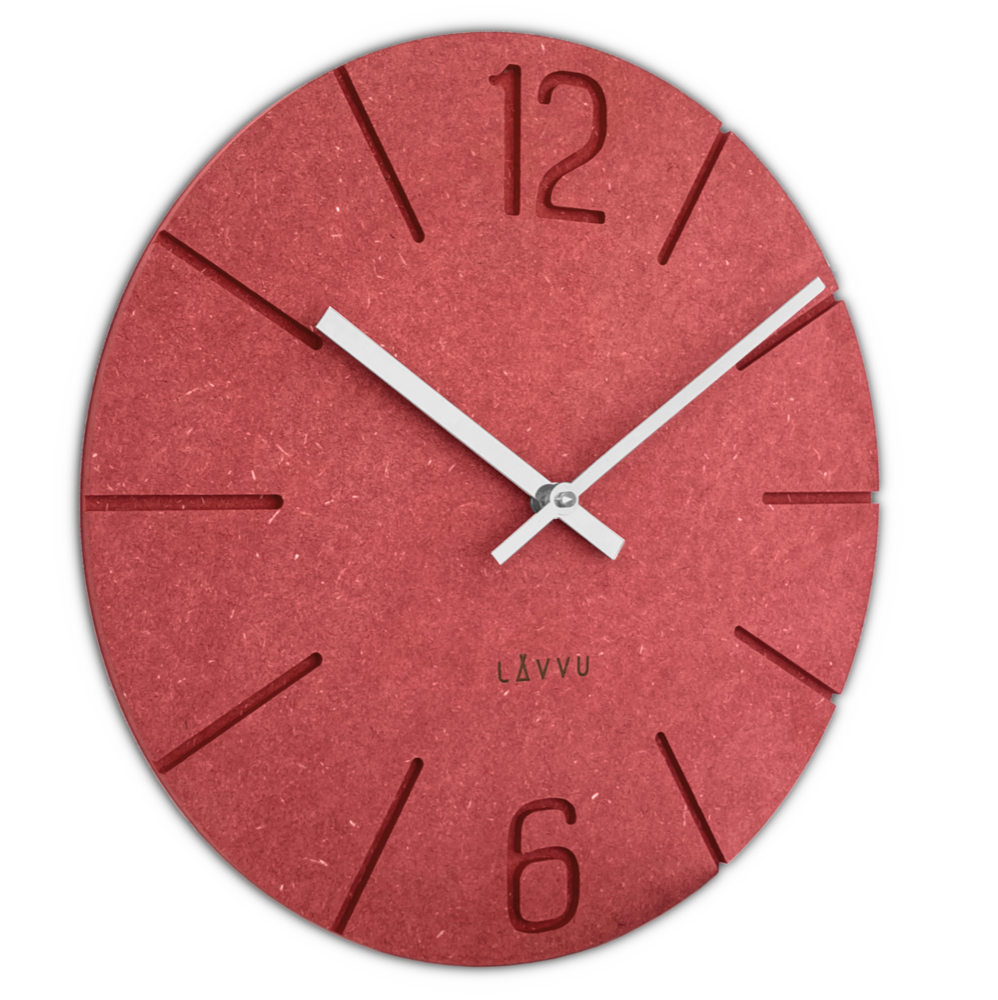 LAVVU Červené hodiny Natur vyrobené v Čechách ⌀34cm LCT5023