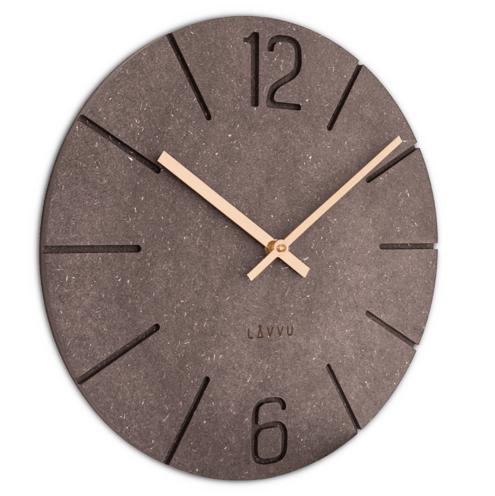 LAVVU Hnědé hodiny Natur vyrobené v Čechách ⌀34cm LCT5024