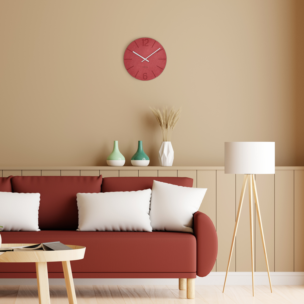 LAVVU Červené hodiny Natur vyrobené v Čechách ⌀34cm LCT5023