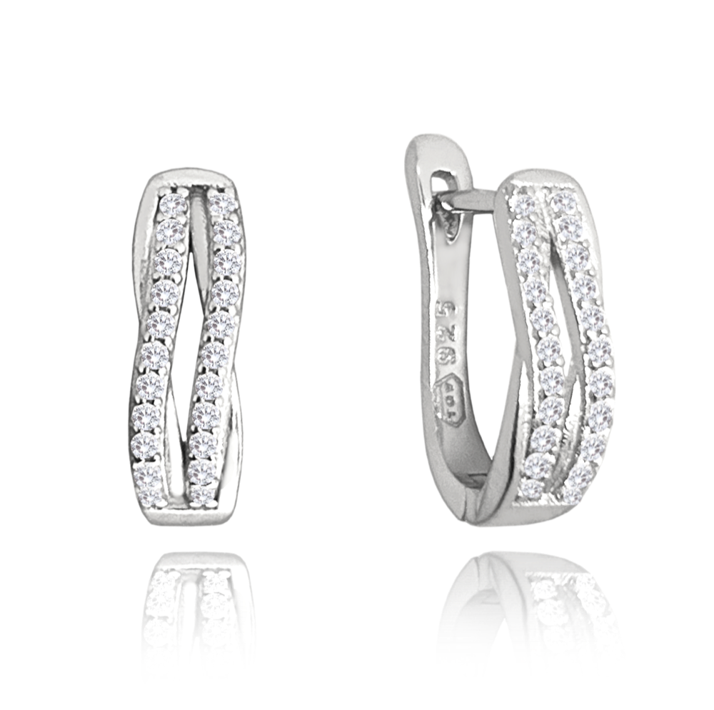 MINET Elegantní stříbrné náušnice s bílými zirkony JMAS0196SE00