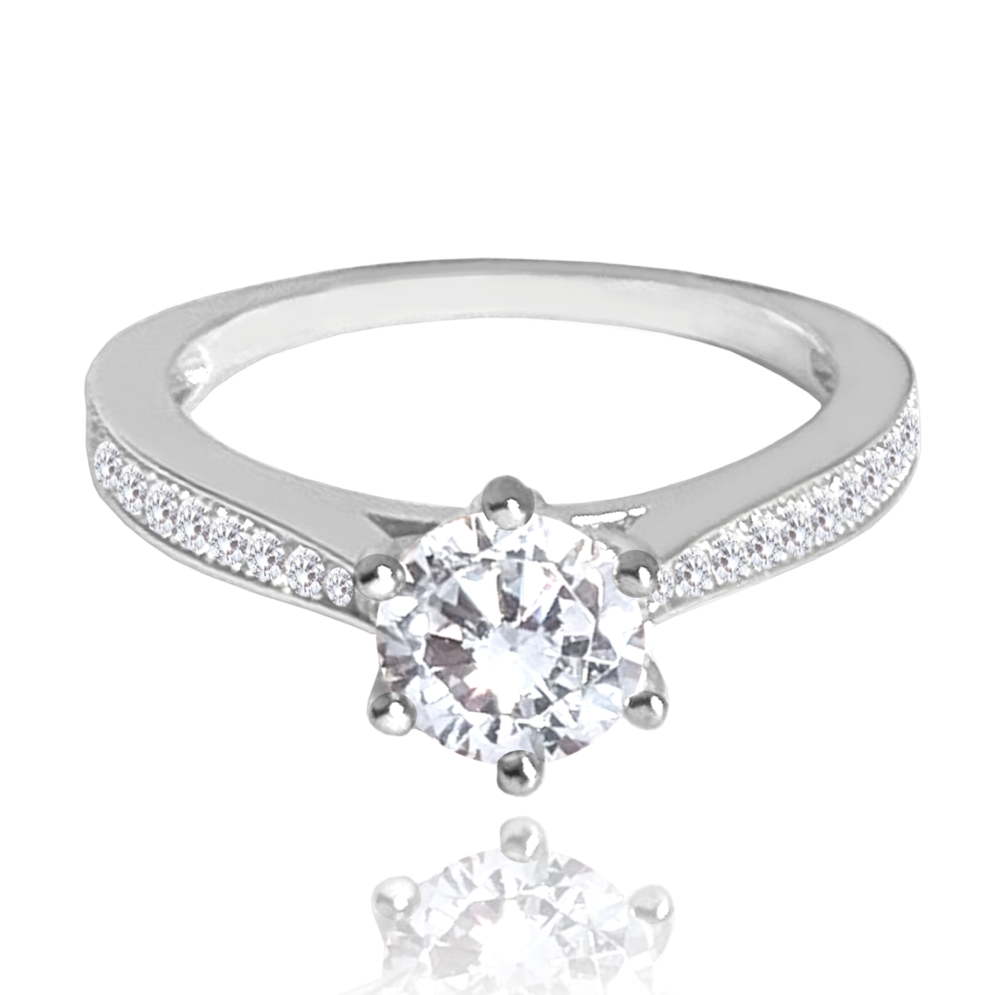 MINET Luxusní stříbrný prsten s bílými zirkony vel. 51 JMAN0429SR51