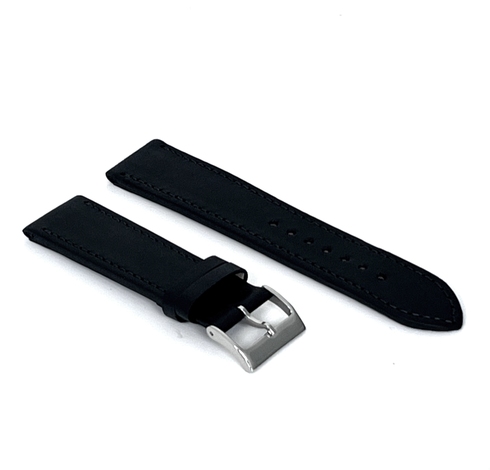 LAVVU Černý prošitý řemínek SLIM z luxusní kůže Top Grain - 20 LSZUB20