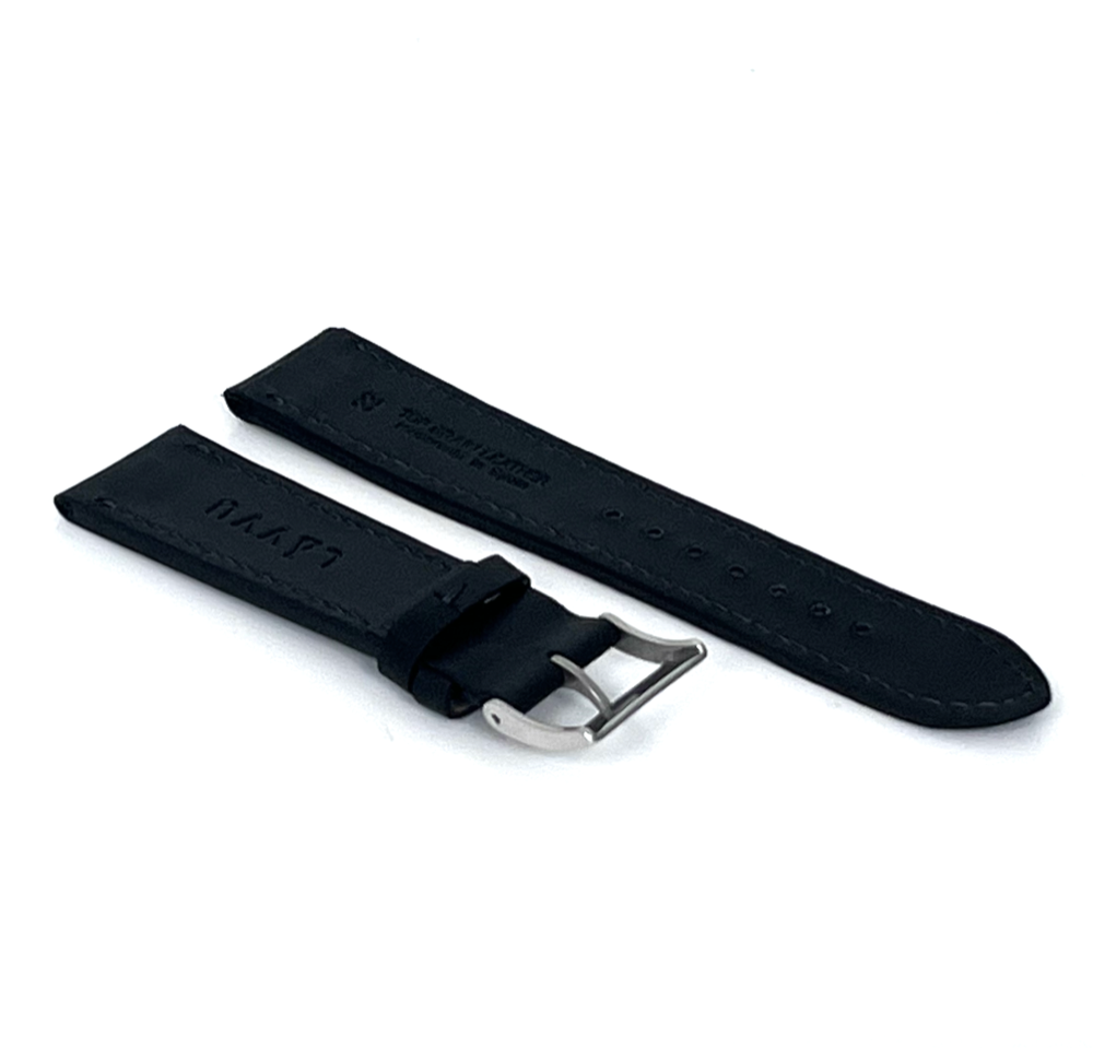 LAVVU Černý prošitý řemínek SLIM z luxusní kůže Top Grain - 20 LSZUB20