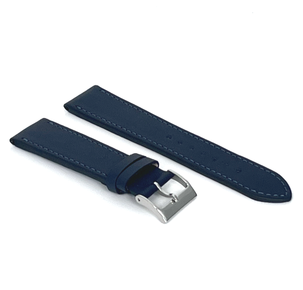 LAVVU Modrý prošitý řemínek SLIM z luxusní kůže Top Grain - 20 LSZUL20