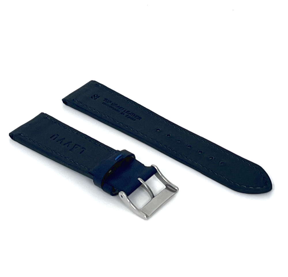 LAVVU Modrý prošitý řemínek SLIM z luxusní kůže Top Grain - 20 LSZUL20