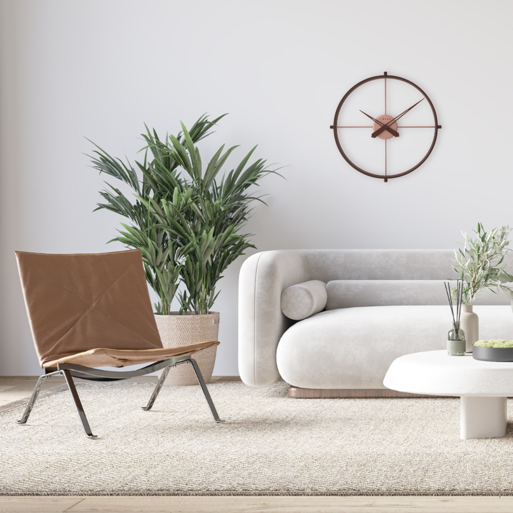 LAVVU Stylové tmavé dřevěné hodiny LOFT v industriálním vzhledu LCT4081