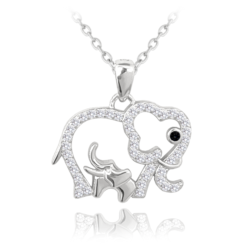 MINET Stříbrný náhrdelník SLONICE A SLŮNĚ s bílými zirkony