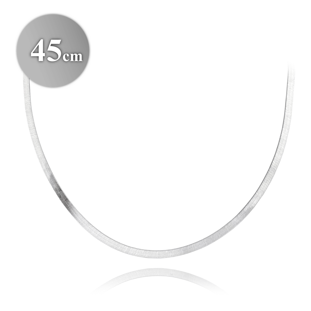MINET Stříbrný plochý řetízek VALENCIA 45 cm JMAN0442SN45