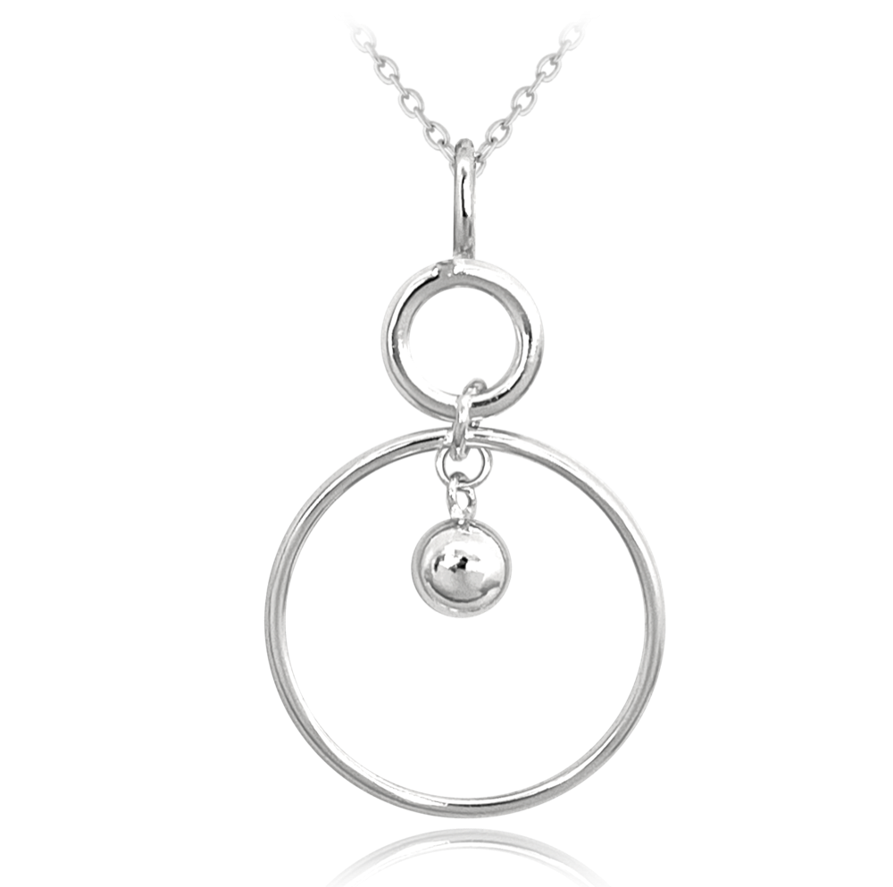 MINET Moderní stříbrný náhrdelník KRUH s kuličkou