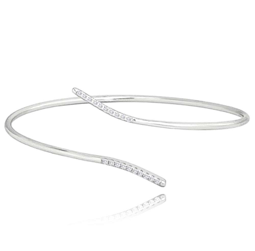 MINET Elegantní pevný stříbrný náramek s bílými zirkony JMAS0201SB17