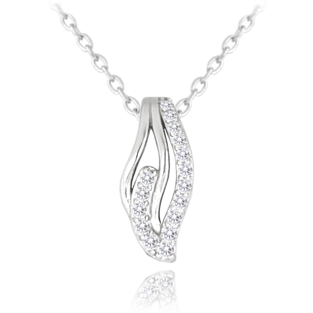MINET Zvlněný stříbrný náhrdelník s bílými zirkony JMAS0202SN42