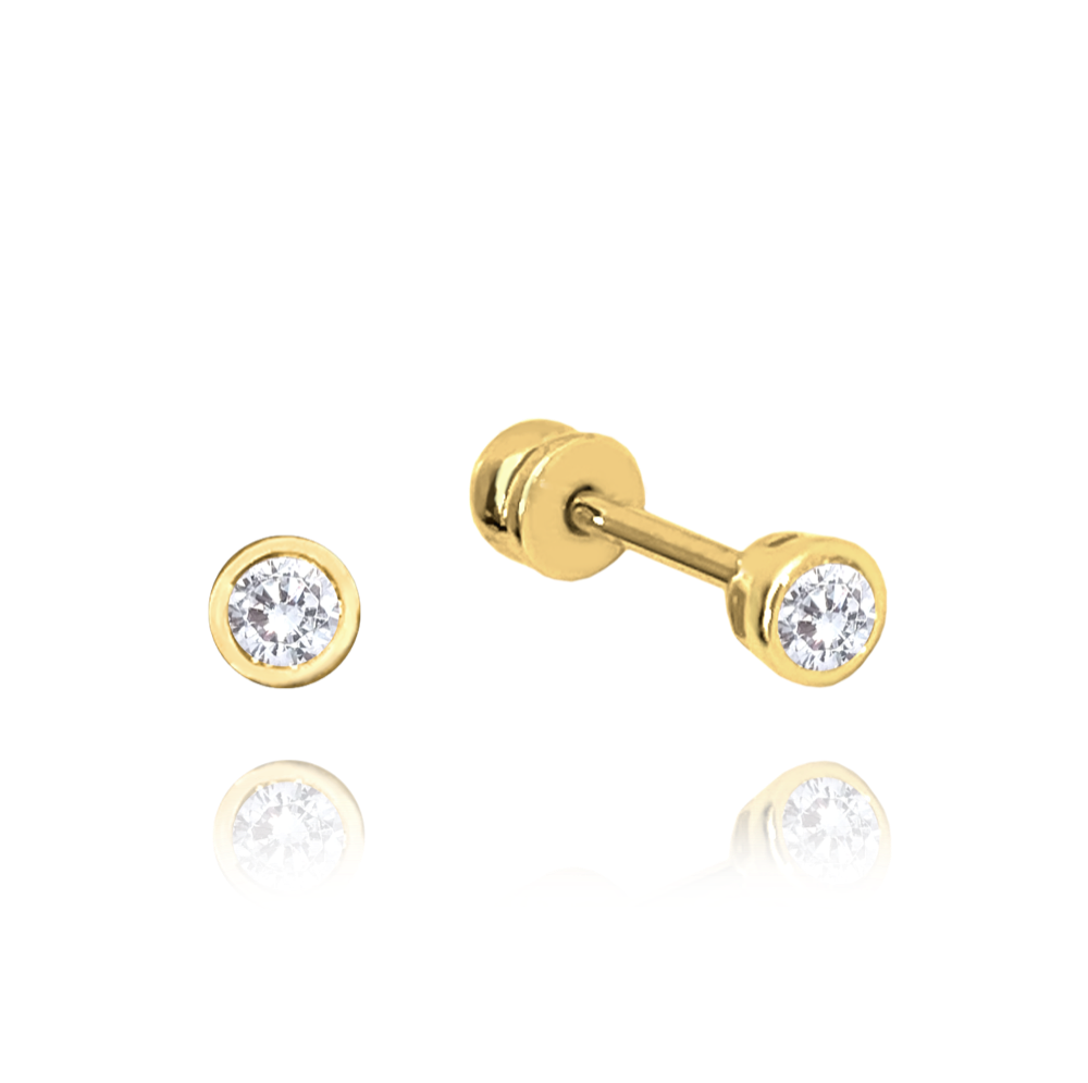 MINET Zlaté náušnice na šroubek s bílými zirkony Au 585/1000 0,90 g JMG0021WGE00
