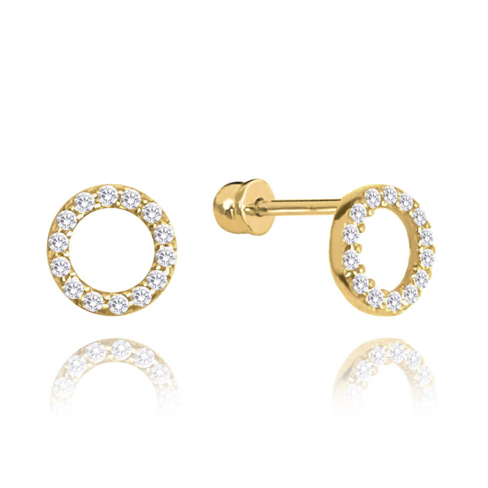 MINET Zlaté náušnice na šroubek s bílými zirkony Au 585/1000 1,40g JMG0027WGE08